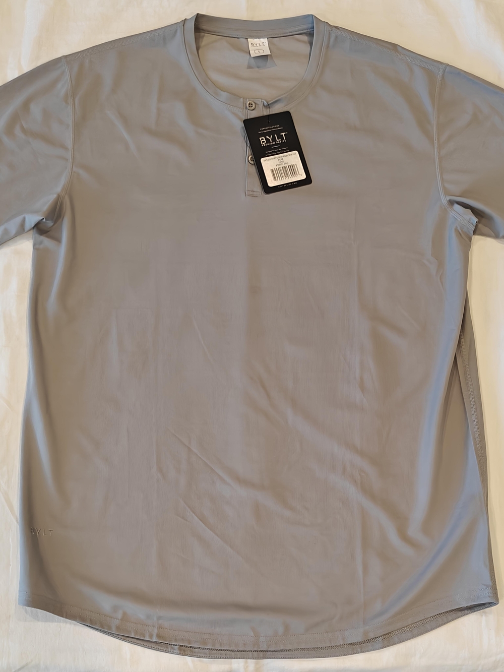 BYLT Basics Men's Light Gray Short-Sleeve Henley
